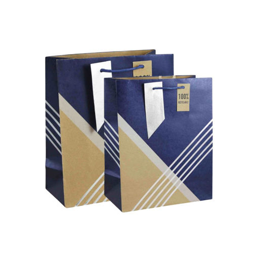 Picture of BLUE STRIPED KRAFT GIFT BAG